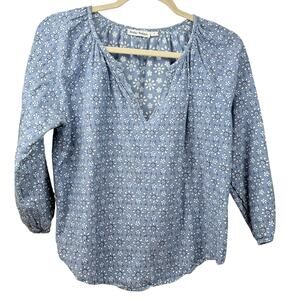 Roller Rabbit Blue Floral Daisy Top Size Small 100% Cotton